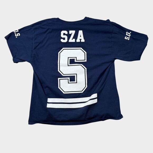 SZA SOS Tour Merch Long Sleeve Shirt Navy Blue XL Top Dawg TDE Hockey Jersey Tee - Picture 2 of 12